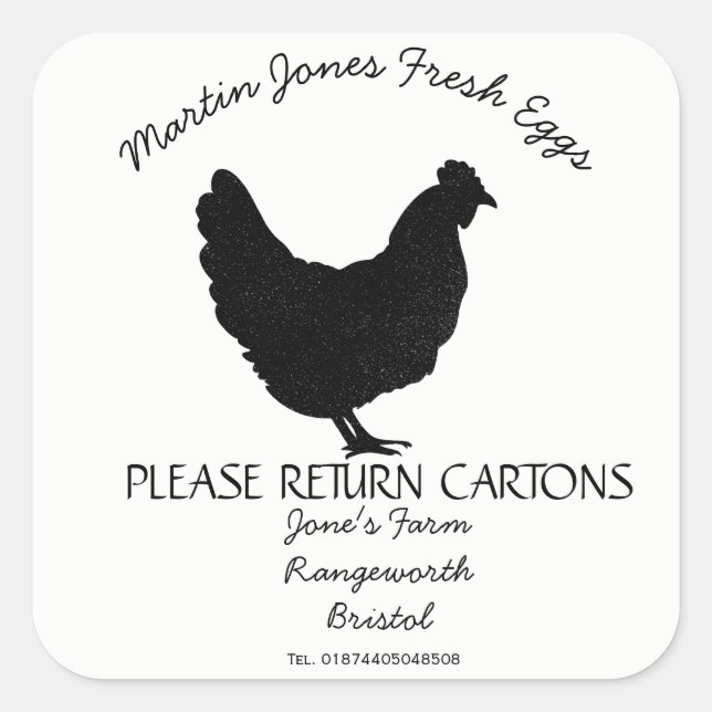 Egg Carton Label customise hens egg box free range (Front)