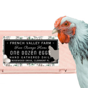 Egg Carton Label Hen and Eggs 3.75" L x 2" H