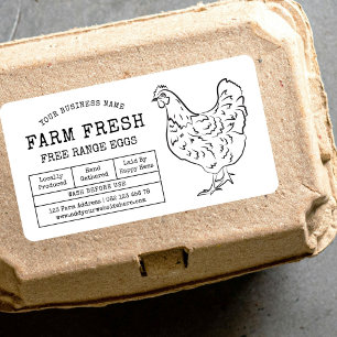 Egg Carton Label Rustic Farm Chicken Illustration