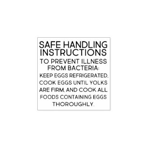 Egg carton MANDATORY SAFE HANDLING INSTRUCTIONS Rubber Stamp