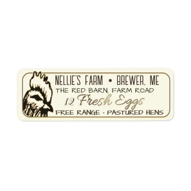 Egg Carton Return Address Label with hen (Front)