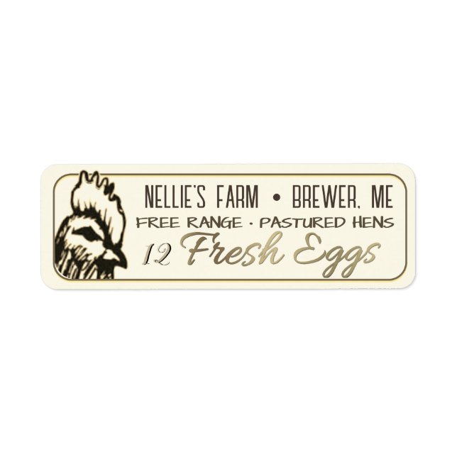 Egg Carton Return Address Label with hen (Front)