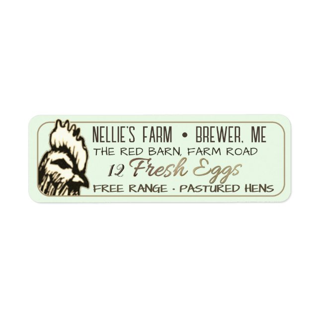 Egg Carton Return Address Label with hen (Front)