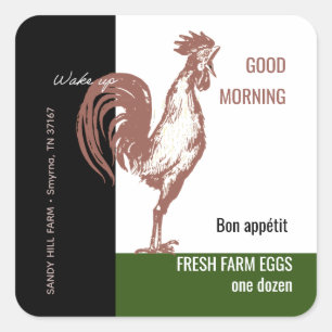 Egg Carton Rooster Good Morning Terracotta Wake Up Square Sticker