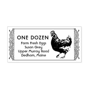 Egg Carton Stamp Vintage Hen on British Tag Design