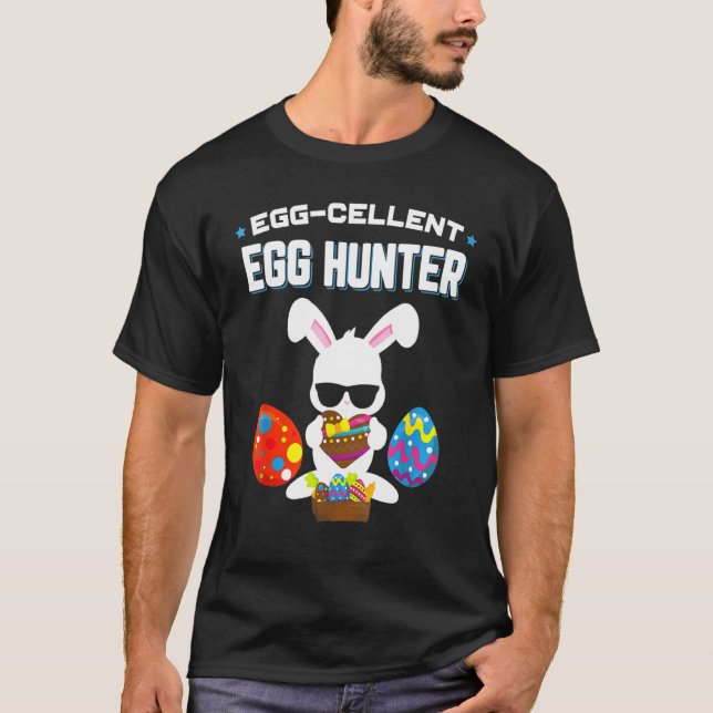 Egg Cellent Egg Hunter Easter Day Tees Boys Girls  (Front)