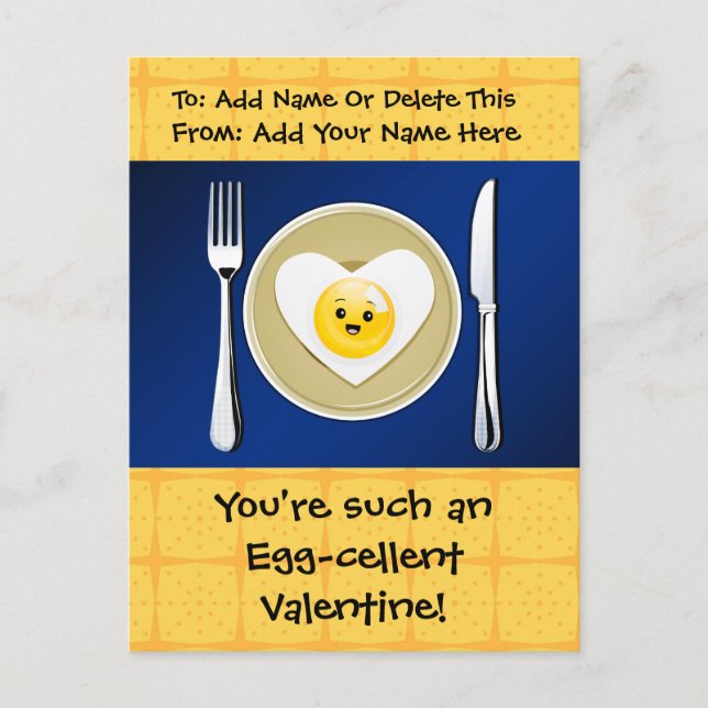Egg-cellent Kawaii Valentine Holiday Postcard (Front)