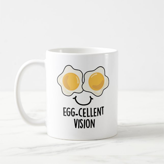 Egg-cellent Vision Funny Egg Pun  Coffee Mug (Left)