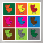 Egg-chair pop art poster<br><div class="desc">Nine colourful design Egg-chairs poster. You can customise size and options.</div>