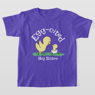 Egg-cited Big Sister Cute Sibling Purple T-Shirt