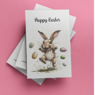 Egg-cited Bunny!   Energetic Easter Holiday Card