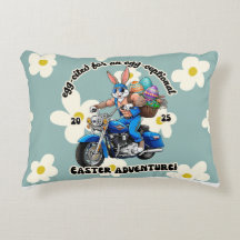 Egg-cited Easter Bunny Biker Pillow – Fun Spring