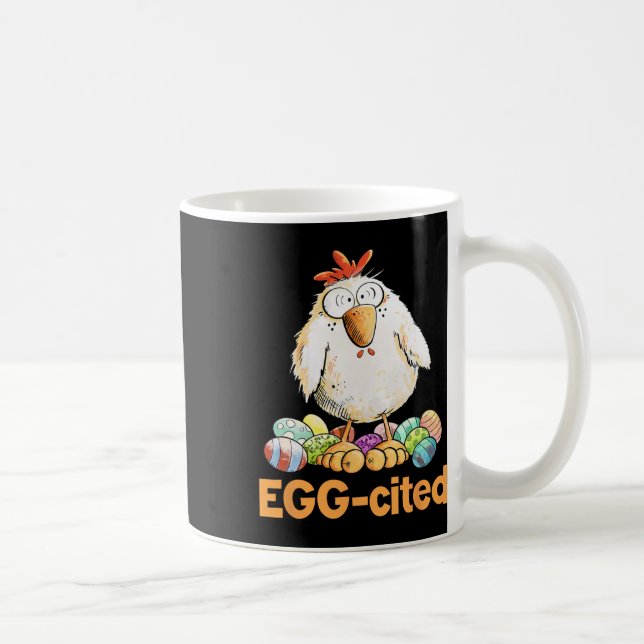 Egg-cited Funny Easter Chicken Design  Coffee Mug (Right)