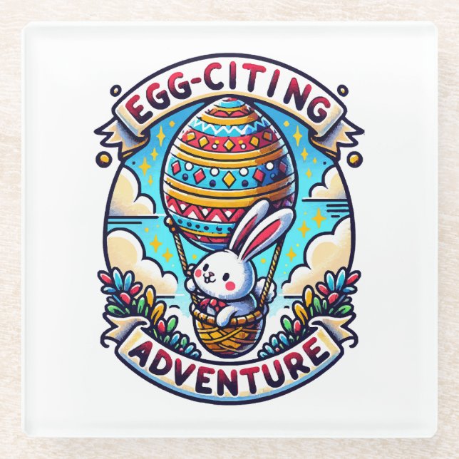 Egg-Citing Adventure Glass Coaster (Front)