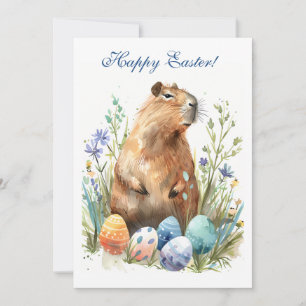 Egg-citing Easter Capybara: Quirky & Colourful Holiday Card