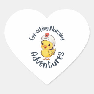 Egg-citing Nursing Adventures Relaxed Fit  Heart Sticker