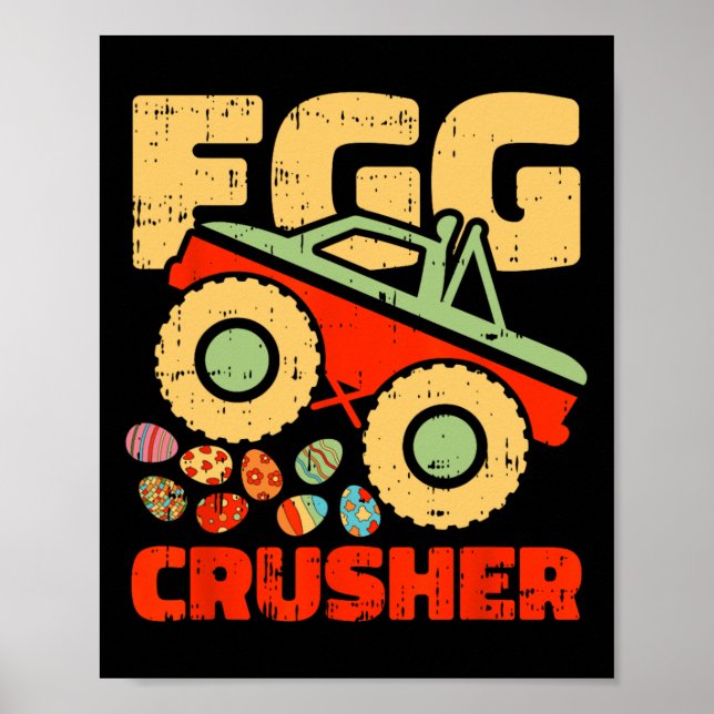 Egg Crusher Easter Monster Truck Funny Spring Boys Poster (Front)