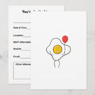 Egg design with balloon, personalise, customise invitation