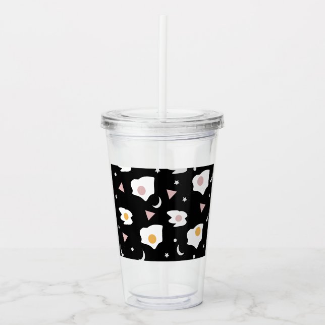 Egg Dinner Moon Confetti Pattern Acrylic Tumbler (Front)