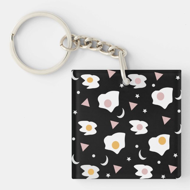 Egg Dinner Moon Confetti Pattern    Key Ring (Front)