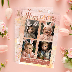 Egg Dye Splatters Abstract 4-Photo Happy Easter Holiday Card
