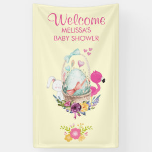 Egg, Flamingo & Bunny Baby Shower Welcome Banner