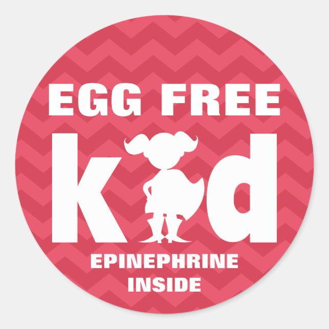 Egg Free Egg Allergy Superhero Girl Epinephrine Classic Round Sticker (Front)