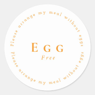 Egg-Free Request Sticker, White - Orange Classic Round Sticker