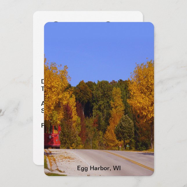 Egg Harbour, WI Fall Season with Trolley Car Invitation (Front/Back)
