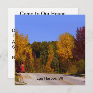 Egg Harbour, WI Fall Season with Trolley Car Invitation