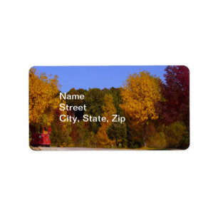 Egg Harbour, WI Fall Season with Trolley Car Label