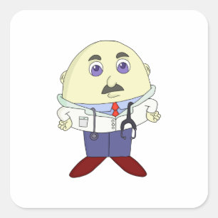 Egg Head Doctor Square Sticker