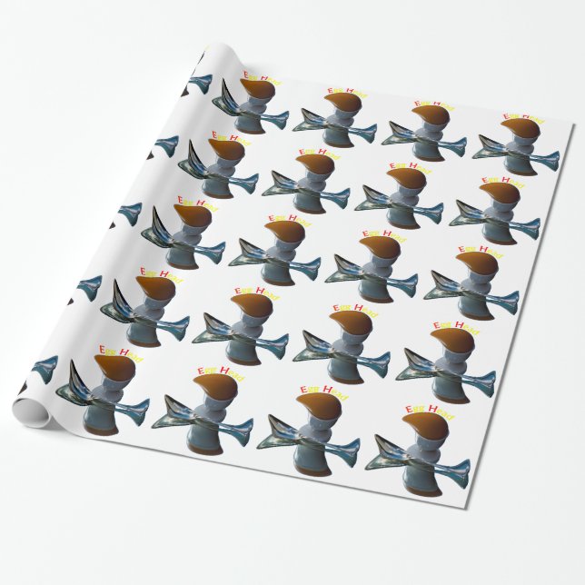 Egg Head Quirky Designs Wrapping Paper (Unrolled)