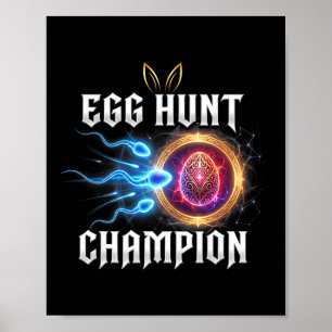 Egg Hunt Champion Funny Dad Easter Pregnancy Annou Poster