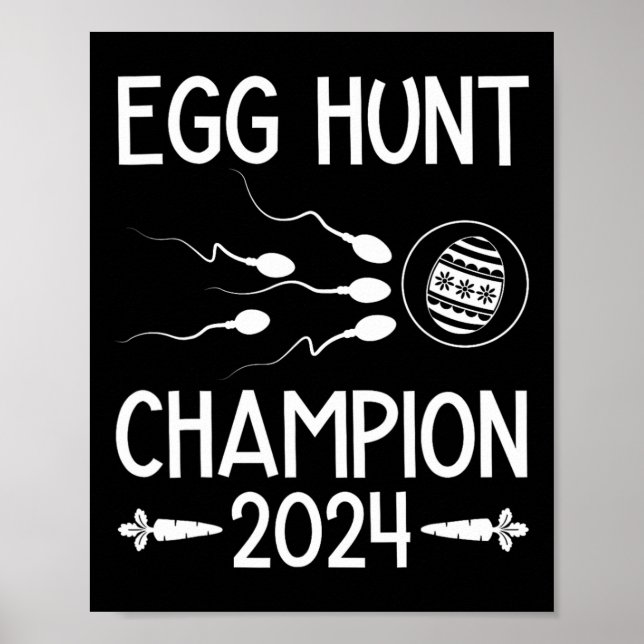 Egg Hunt Champion Funny Dad Easter Pregnancy Annou Poster (Front)