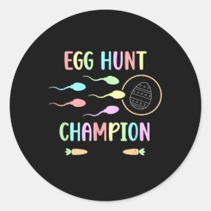 Egg Hunt Champion Men's Easter Pregnancy Announcem Classic Round Sticker