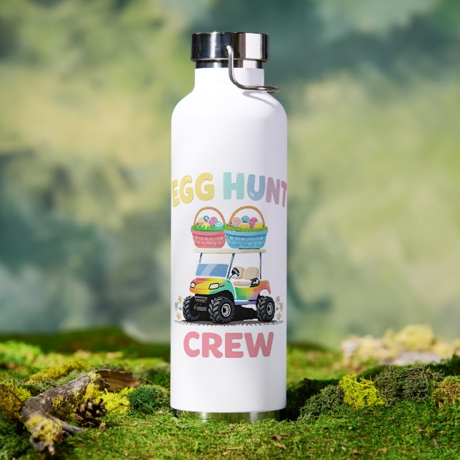 Egg Hunt Crew Cute Easter Holiday Water Bottle (Outdoor (Rotated))
