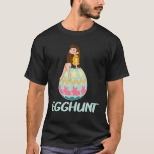 Egg Hunt Easter Day Cute Bunny Rabbit Girls Kids T-Shirt