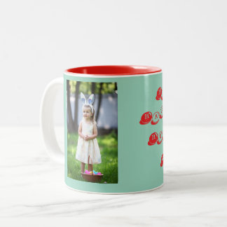 Egg Hunt Girl Photo with Basket and Rabbit Ear Two-Tone Coffee Mug