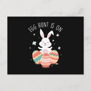 Egg Hunt Is On Cute Easter Bunny Holiday Gift Postcard