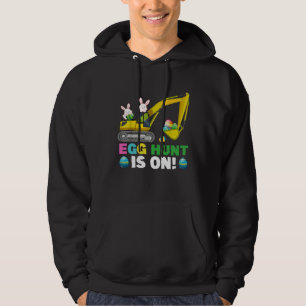 Egg Hunt Is On Excavator Easter Bunny Eggs Boys Ki Hoodie