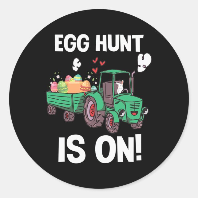 Egg Hunt Is On! Happy Easter Bunny Easter Eggs Eas Classic Round Sticker (Front)