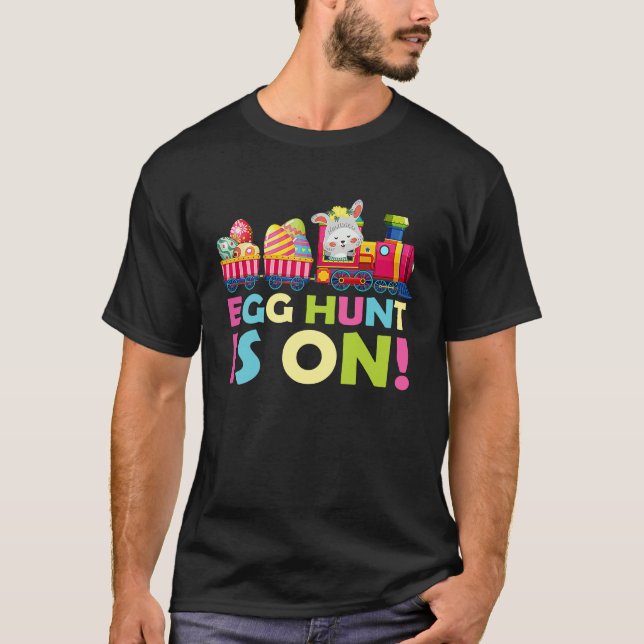 Egg Hunt Is On Tractor Easter Bunny Eggs Boys Kids T-Shirt (Front)