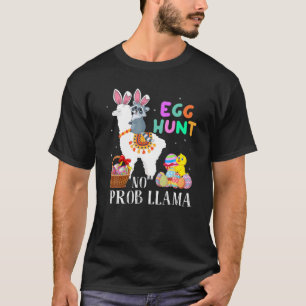 Egg Hunt No Prob Llama Bunny Raccoon Riding Llama T-Shirt