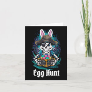 Egg Hunt Skeleton Bunny Pirate Rabbit Boys Easter  Card