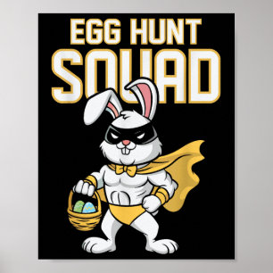 Egg Hunt Squad Bunny Family Matching Easter Party  Poster