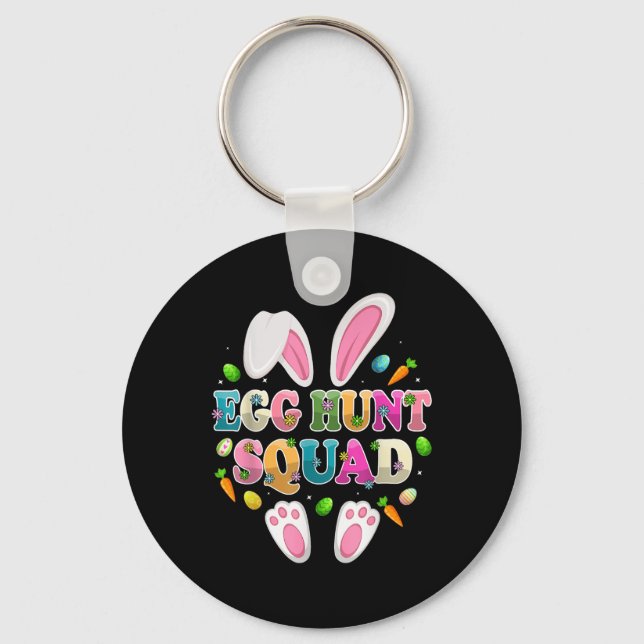 Egg Hunt Squad Bunny Happy Easter Day  Key Ring (Front)
