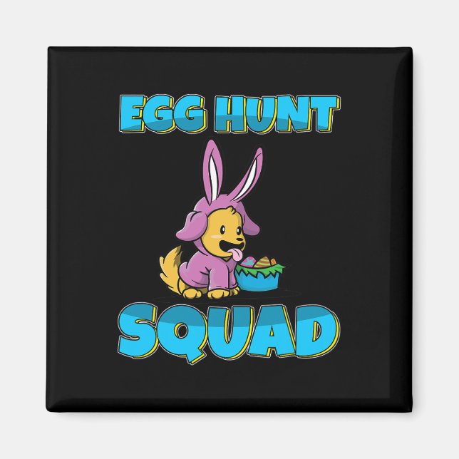 Egg Hunt Squad Cute Dog Puppy Easter Eggs Hunting  Magnet (Front)