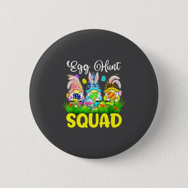 Egg Hunt Squad Gnomes Easter Day Bunny Ears Easter 6 Cm Round Badge (Front)