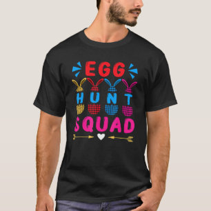 Egg Hunt Squad Leopard Buffalo Plaid Red Happy Eas T-Shirt